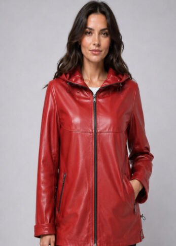 Women's Red Stylish Leather Jacket Emma