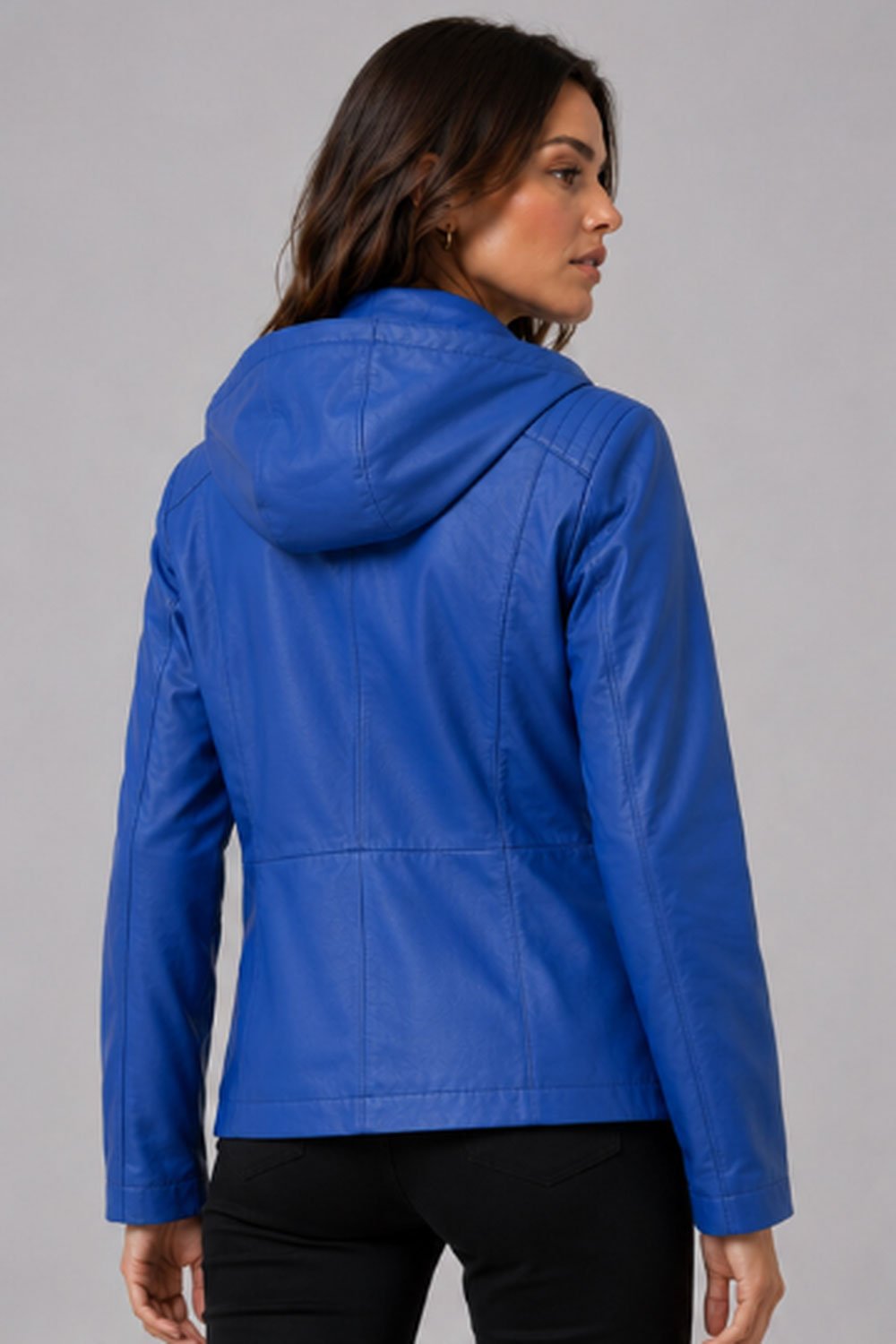 Women's Blue Leather Jacket Ania