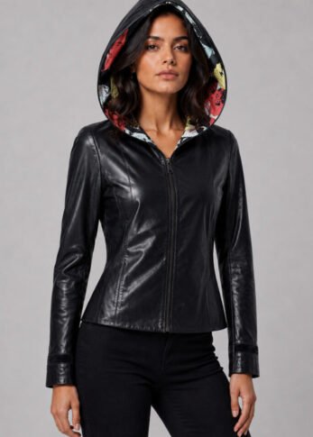 Women’s Black Leather Jacket Arzu