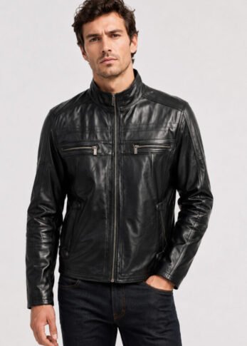 Men’s Black Leather Jacket F76