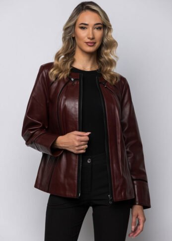 Δερμάτινη Γυναικεία Ζακέτα Μπορντό Z125